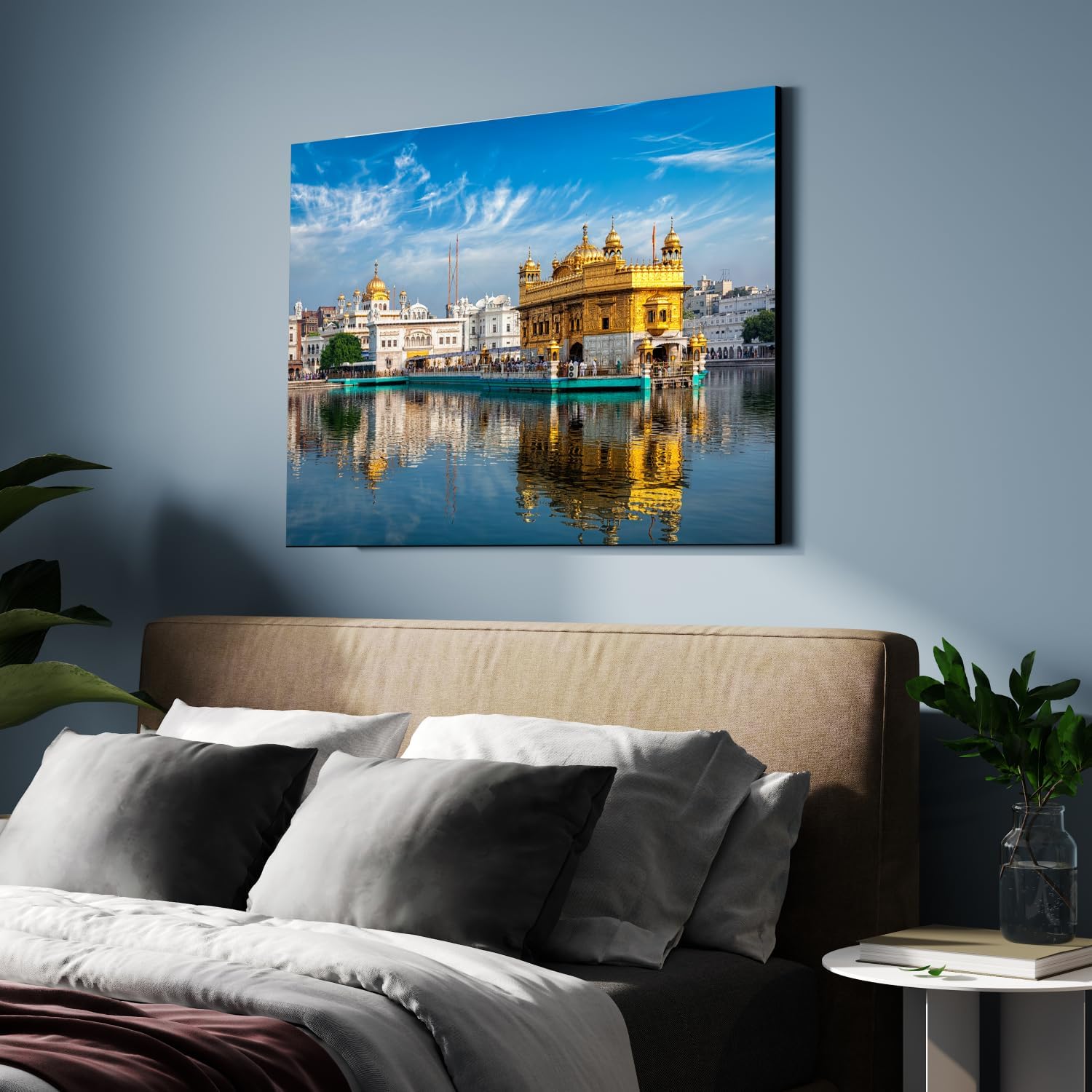 Chalk My Theme Golden Temple Wood Print Wall Art Home Decor, Living Room, Bedroom, Cafe, Room Painting For Wall Decoration -9 X